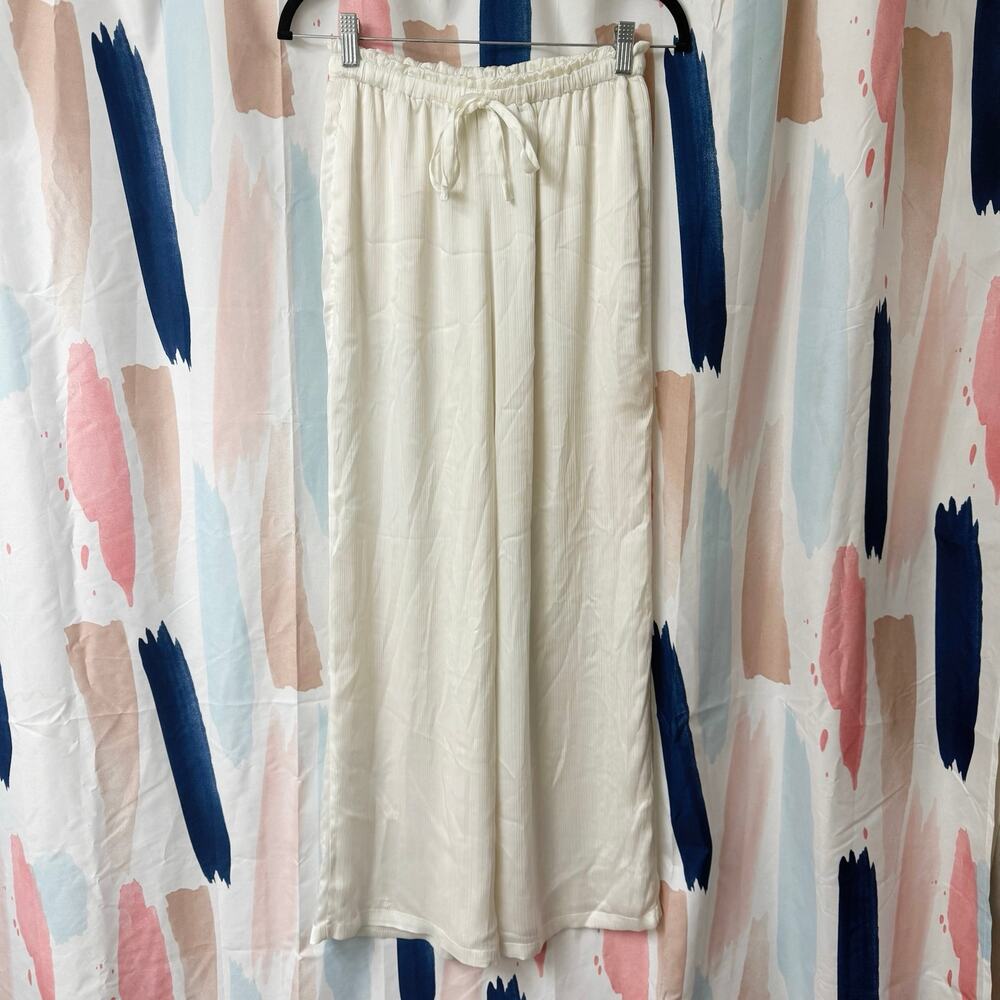 Chelsea & Violet Womens Crinkle Satin Drawstring Pants Trousers White Size XS